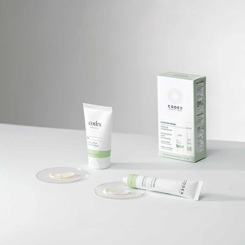 codex labs Héros De L'Hydratation Nettoyant Exfoliant et Crème de jour