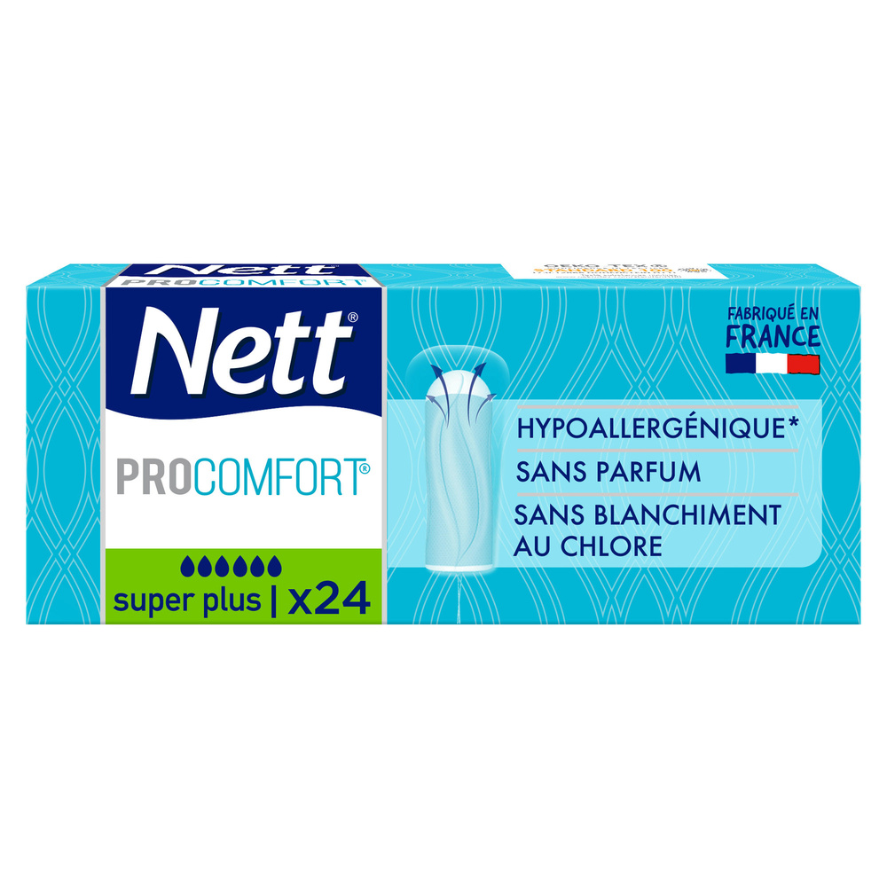 nett Procomfort Tampon sans Applicateur, Super Plus, Boite de 24 Tampons Tampon