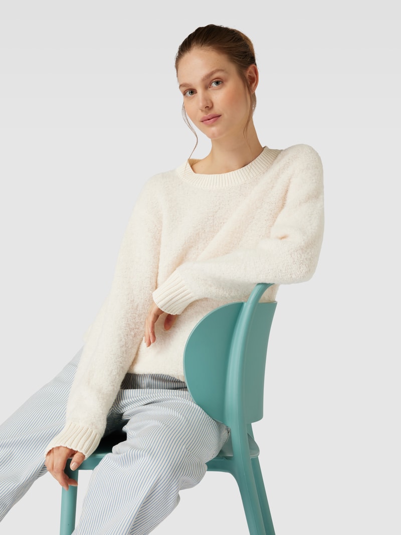 Sweatshirt mit gerippten Abschlüssen in offwhite