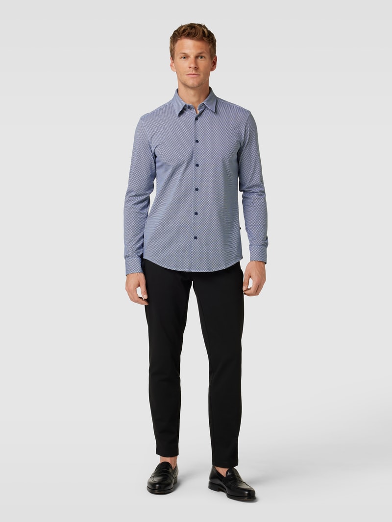 Slim Fit Freizeithemd mit Allover-Muster Modell 'Roan' in marineblau