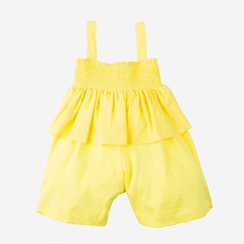 Combi bébé fille bi matière jaune Catimini