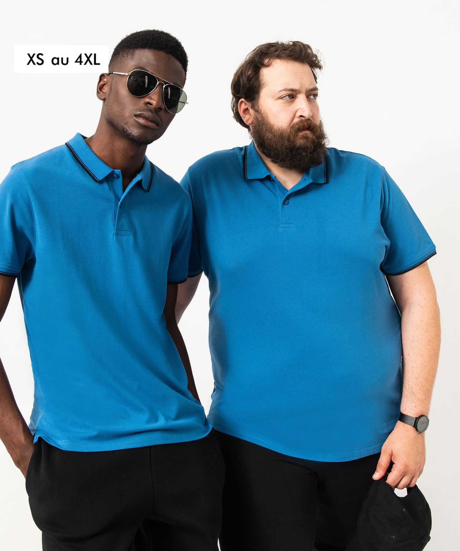 Polo homme à manches courtes et finitions contrastantes bleu | GEMO