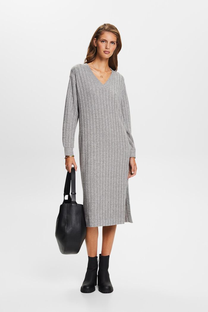 Midikleid aus weich aufgerautem Rippstrick
