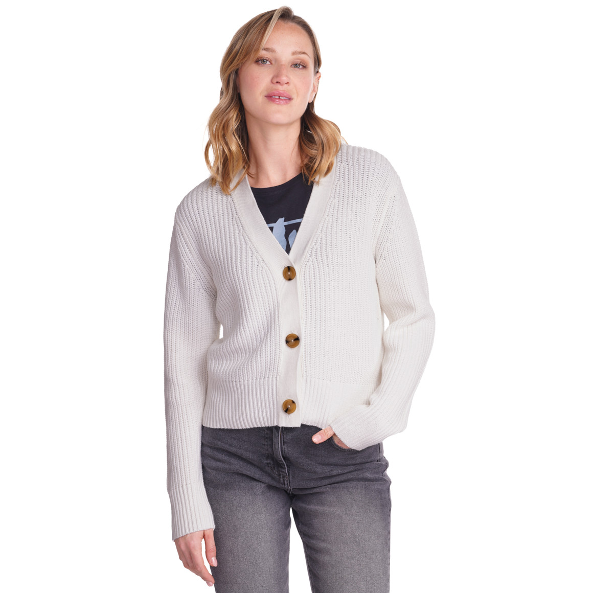 Damen Strickjacke mit Knopfleiste