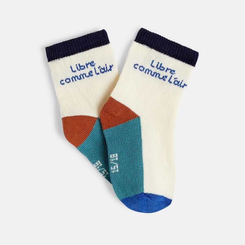 Chaussettes bébé garçon message en jacquard blanches Catimini