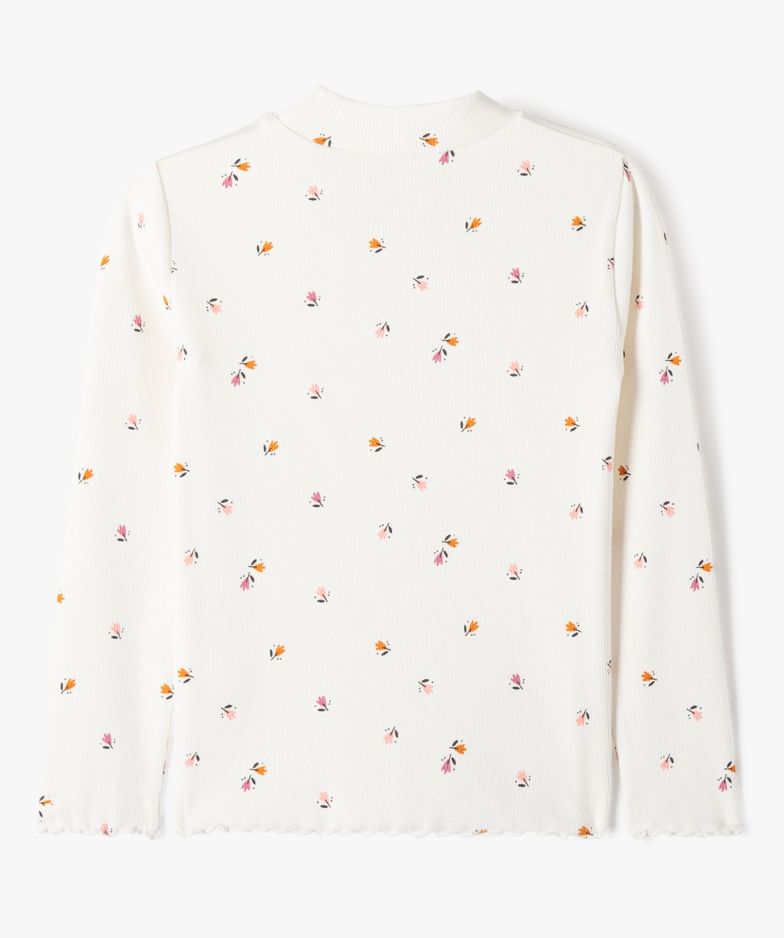 Tee-shirt à manches longues à motifs fleuris fille ecru | GEMO