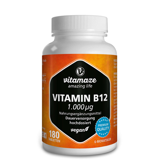 VITAMIN B12 1000 µg hochdosiert vegan Tabletten  180 St  Tabletten