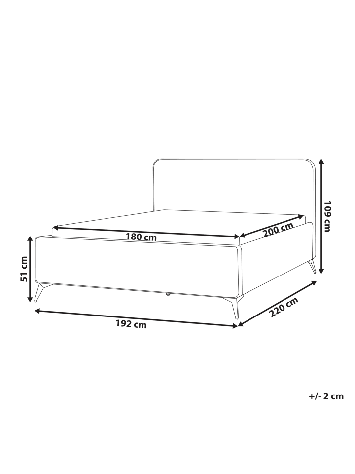 Beliani Doppelbett VALOGNES in Weiß/Schwarz - (W) 192 x (H) 109 x (L) 220 cm günstig kaufen onesize