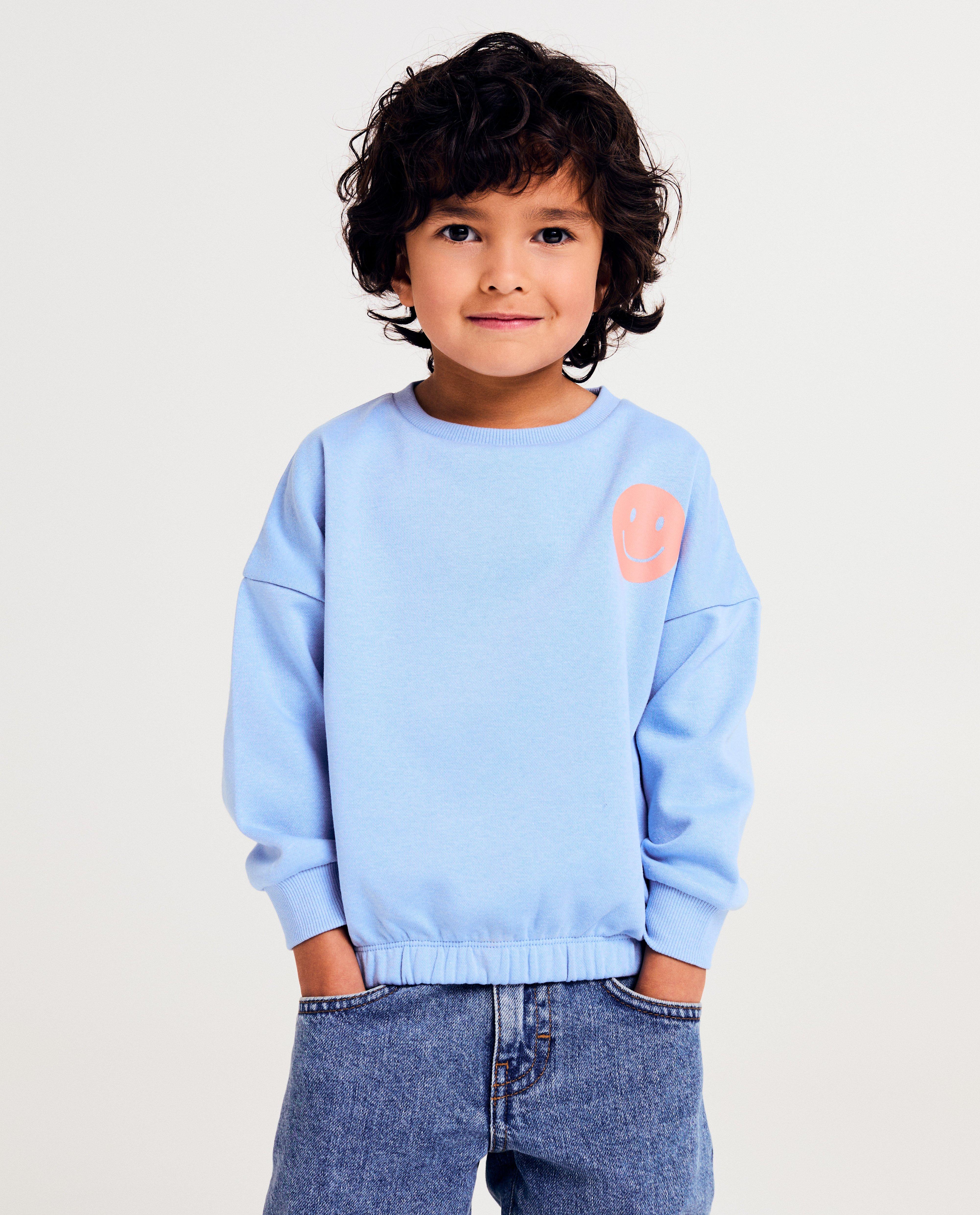 Besties pulóver hátul mintával, unisex kék