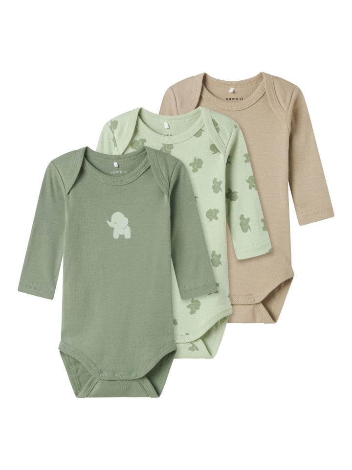 name it 3er Pack Langarmbodys NBMBODY ELEPHANT in sea foam günstig kaufen