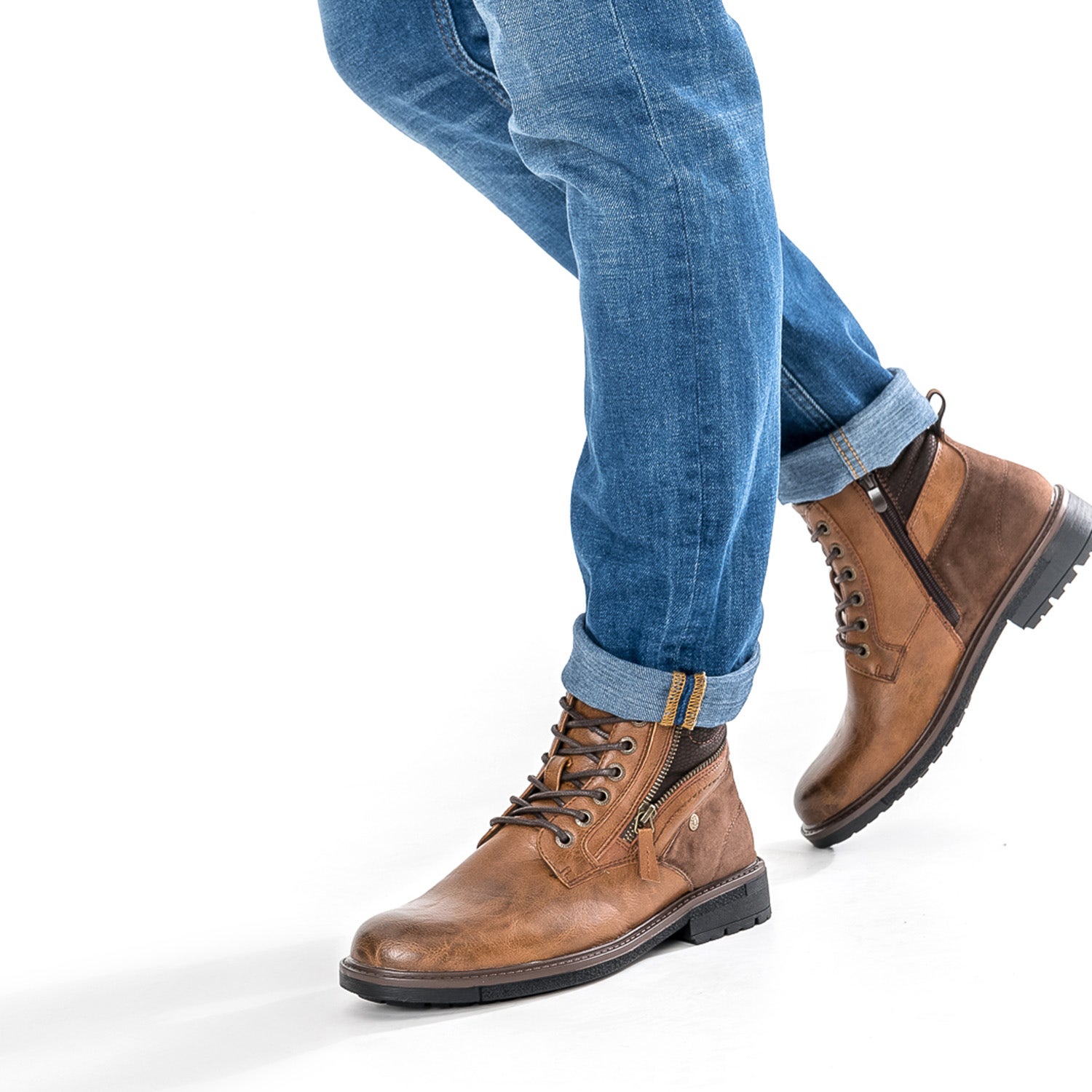 Boots à lacet cognac avec zip