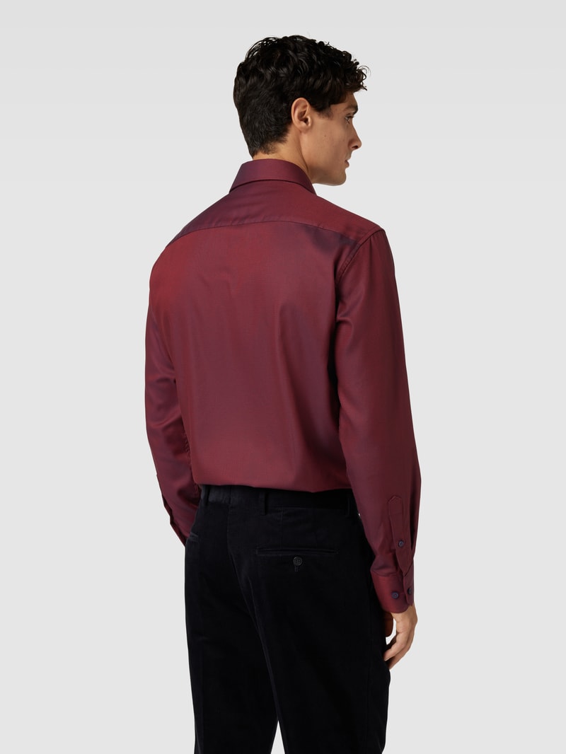 Modern Fit Business-Hemd mit Allover-Muster in bordeaux rot