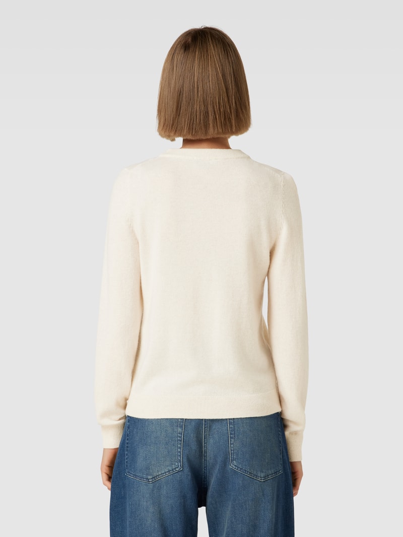 Strickpullover mit Rundhalsausschnitt in beige meliert
