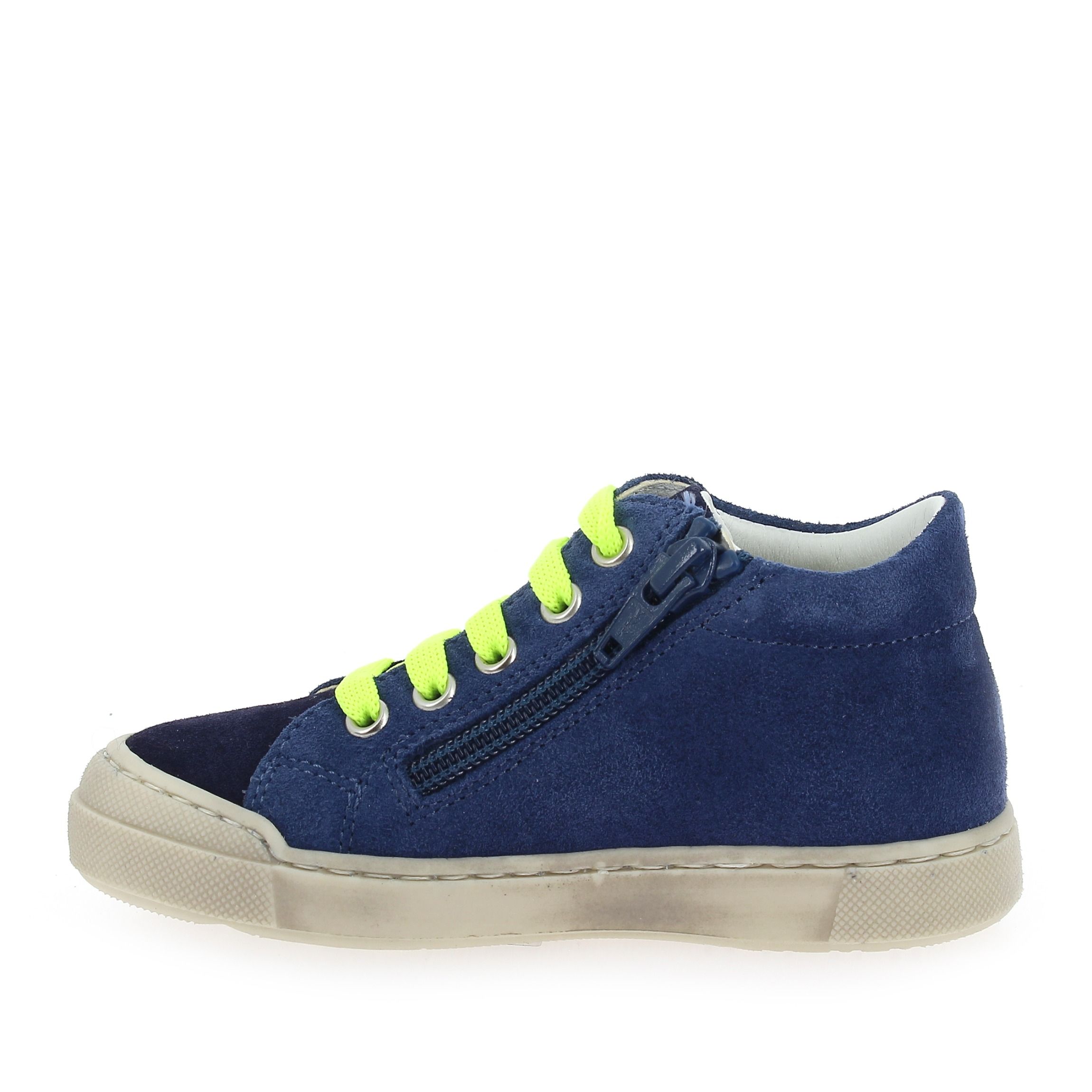 Naturino  SNOPES ZIP SUEDE - Marine Jaune fluo