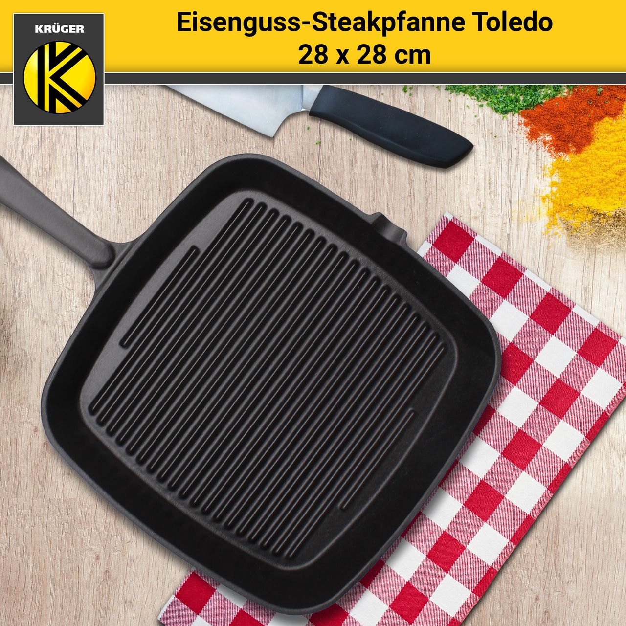 Karl Krüger Eisenguss Steakpfanne TOLEDO, 28 x 28 cm