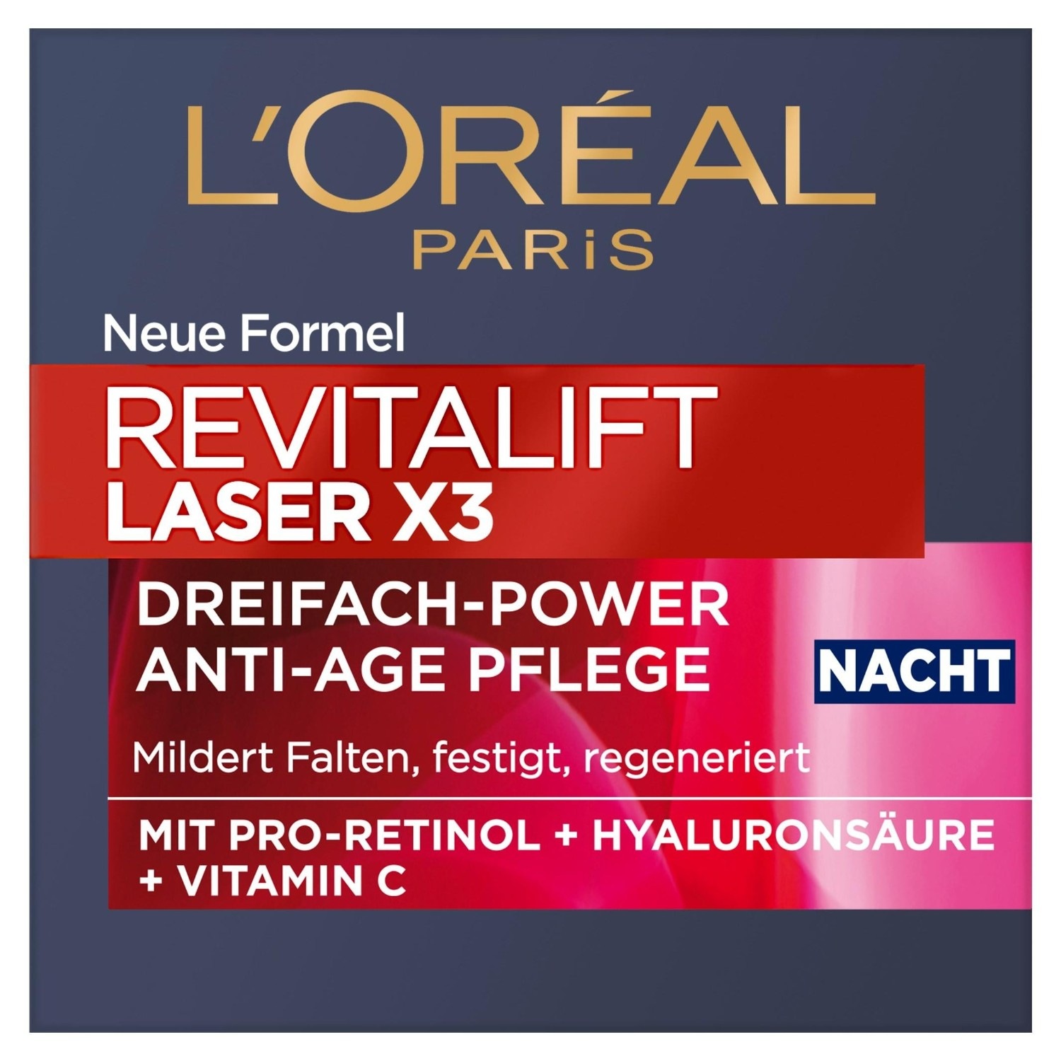 Laser X3 Dreifach-Power Anti-Age Nachtpflege mit Pro-Retinol + Hyaluronsäure + Vitamin C