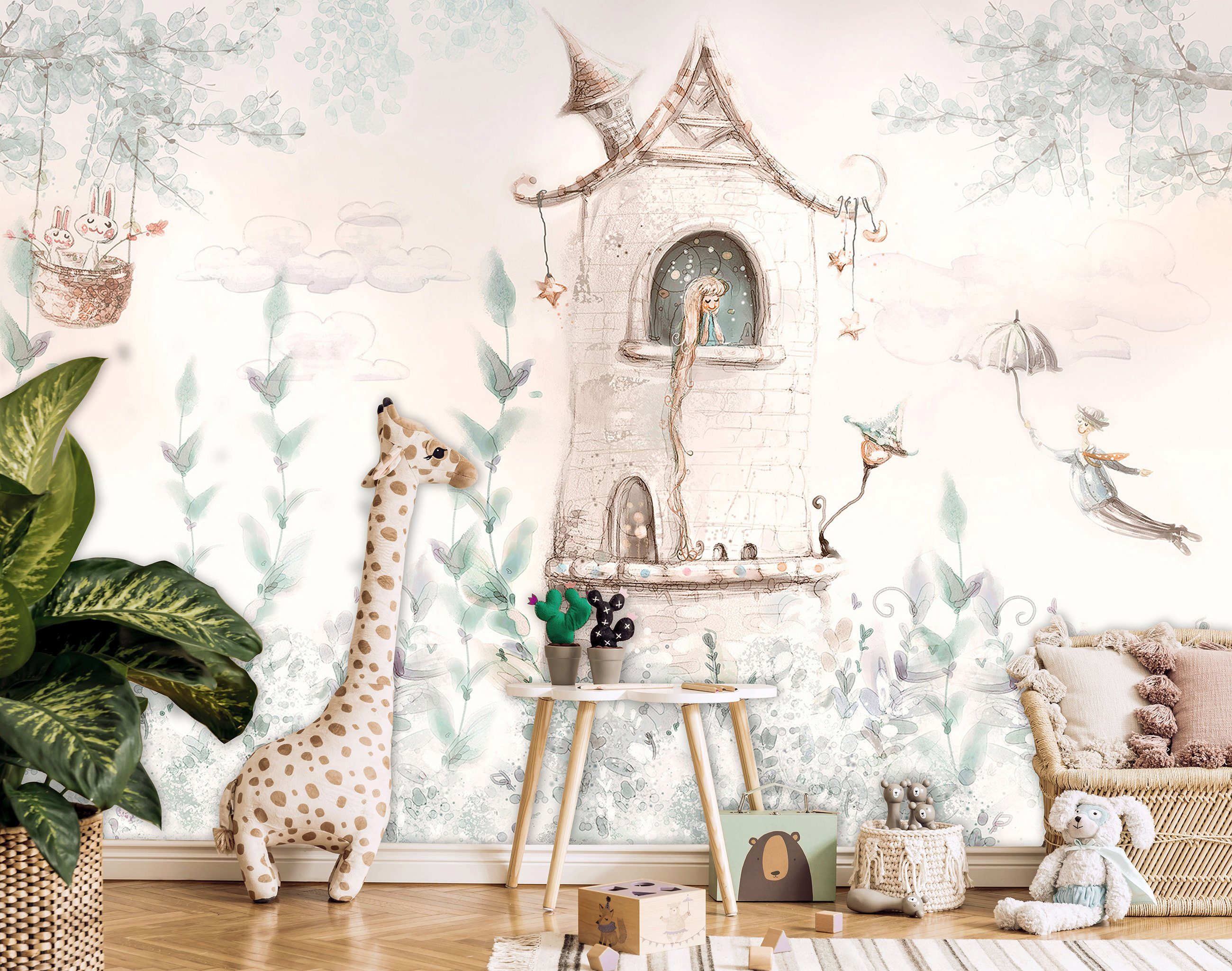 Wallarena Fototapete Kinderzimmer Mädchen Prinzessin Pastell Vlies Tapete Vliestapete, Glatt Vlies Struktur Vinyl, Kinder, Tapete inklusive Kleister Vliestapete Motivtapete