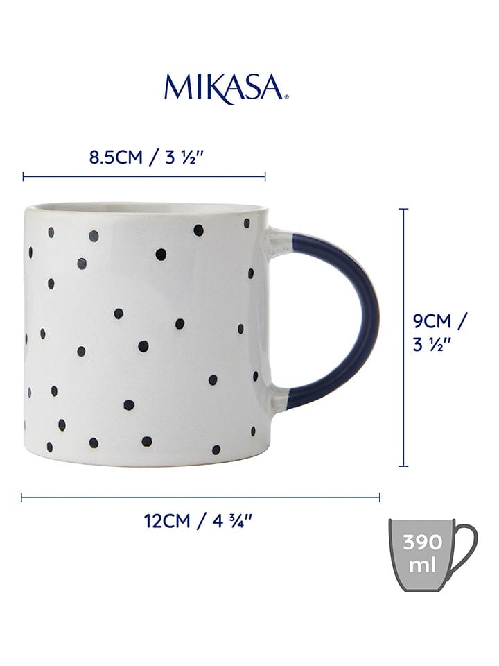 Mikasa 2er-Set: Tassen in Weiß/ Dunkelblau - 390 ml günstig kaufen onesize