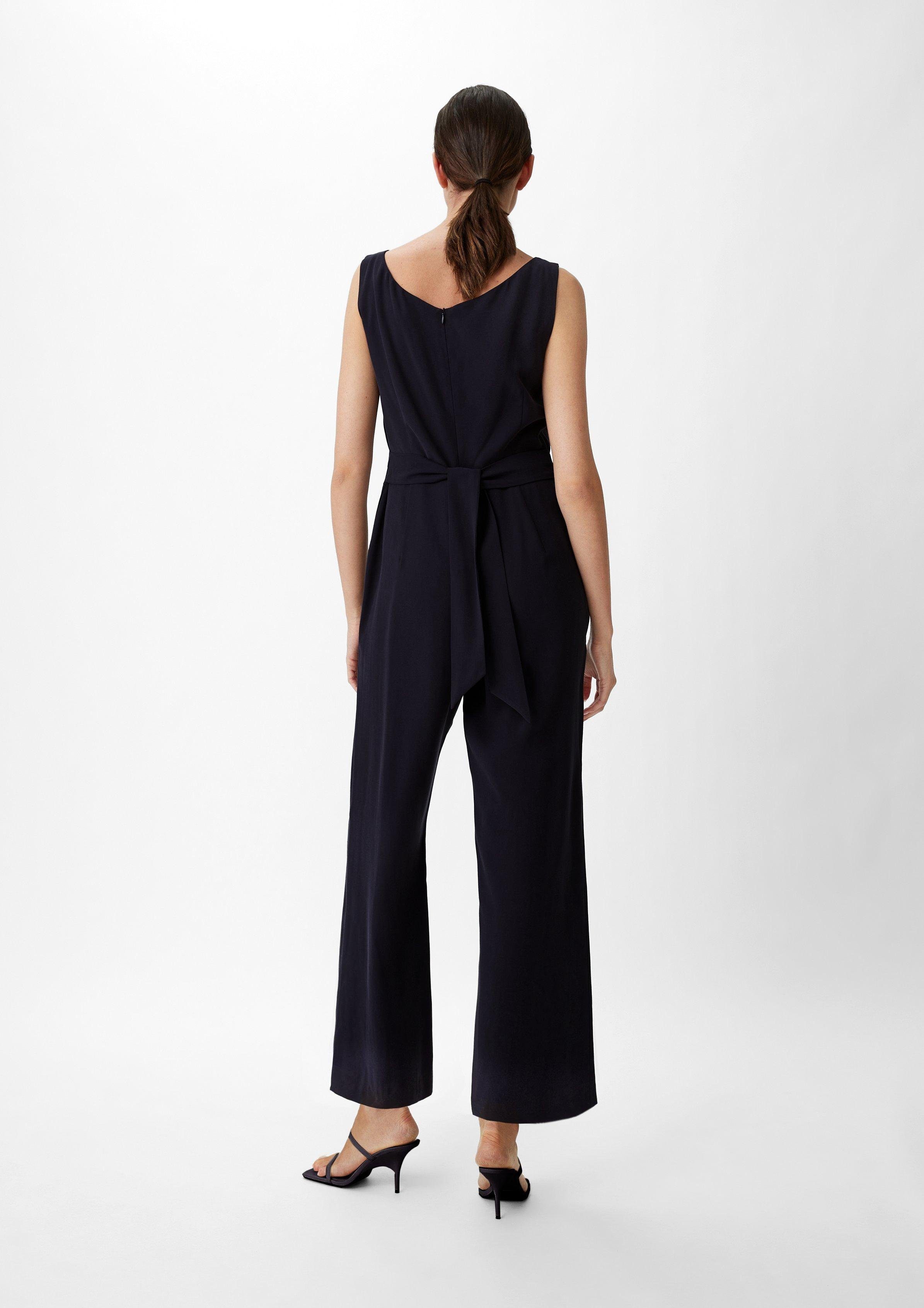 Comma Overall Eleganter Jumpsuit mit Piquéstruktur