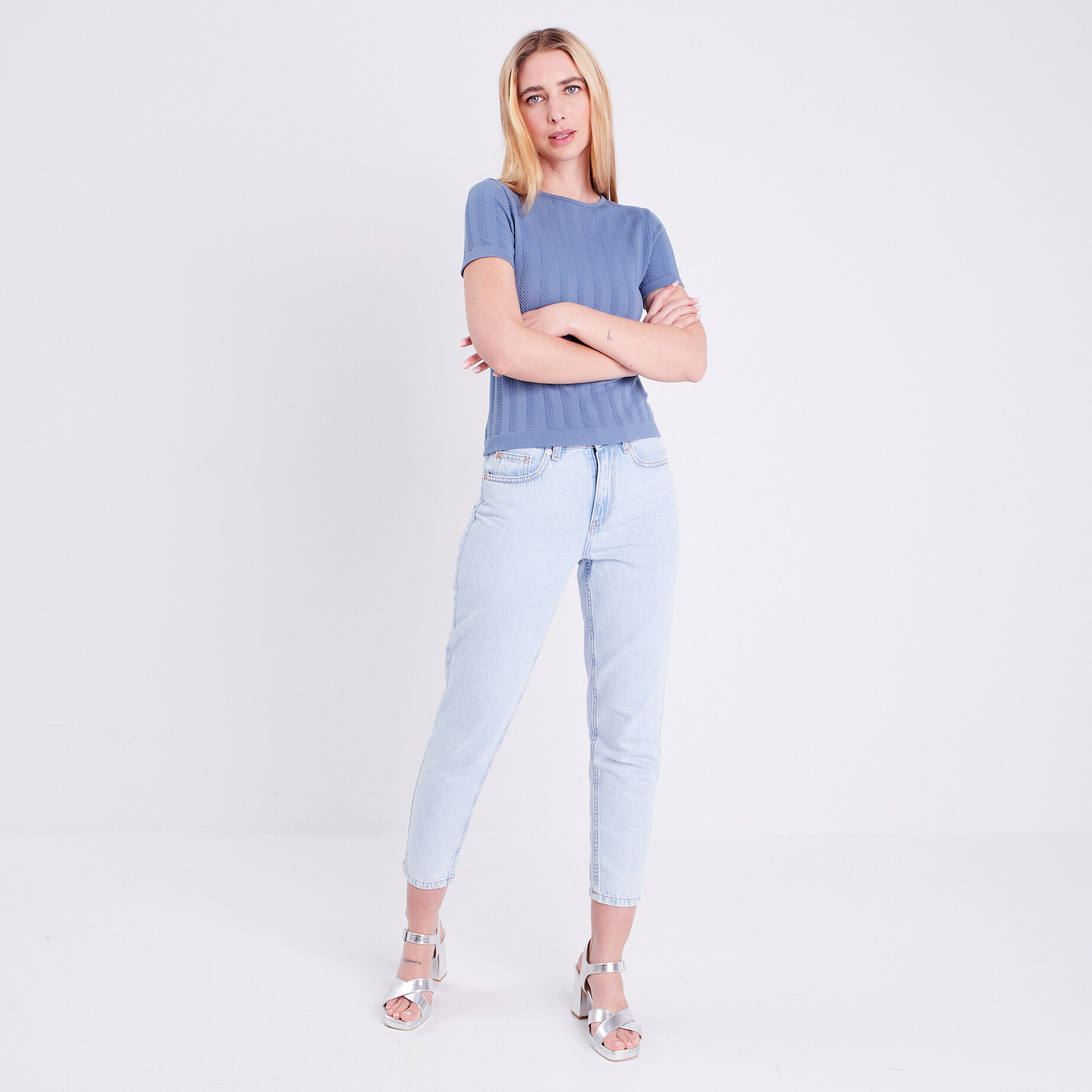 T-shirt manches courtes bleu femme | Cache Cache