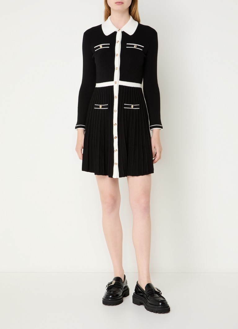 Robe-chemise côtelée Maje Mini en mélange de laine avec plis