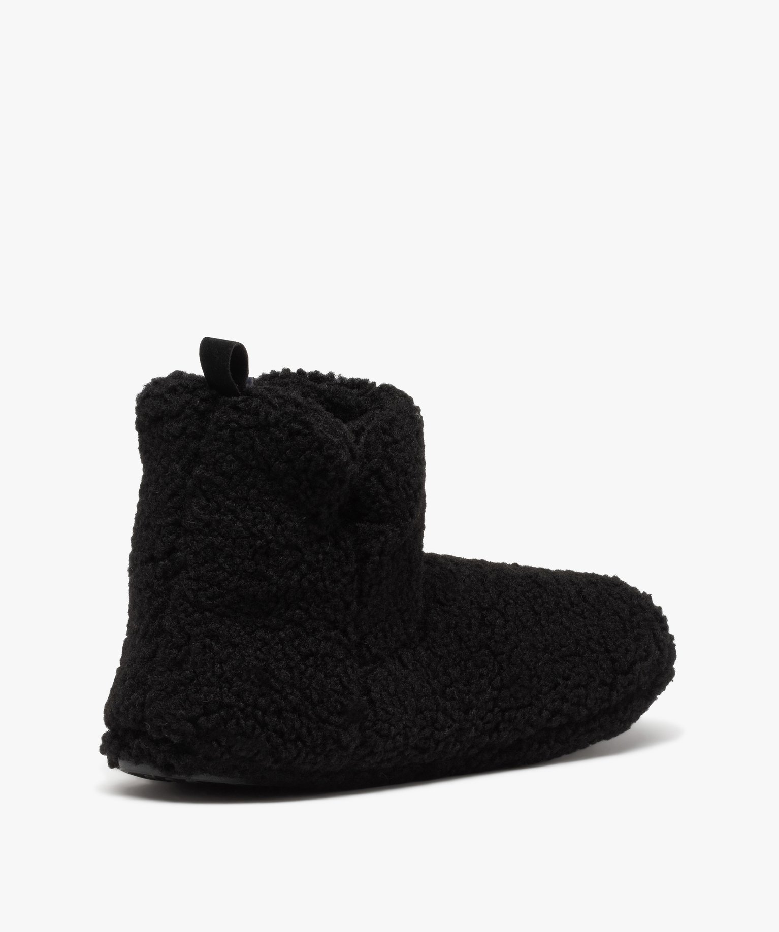 Chaussons homme boots unis en textile sherpa noir | GEMO