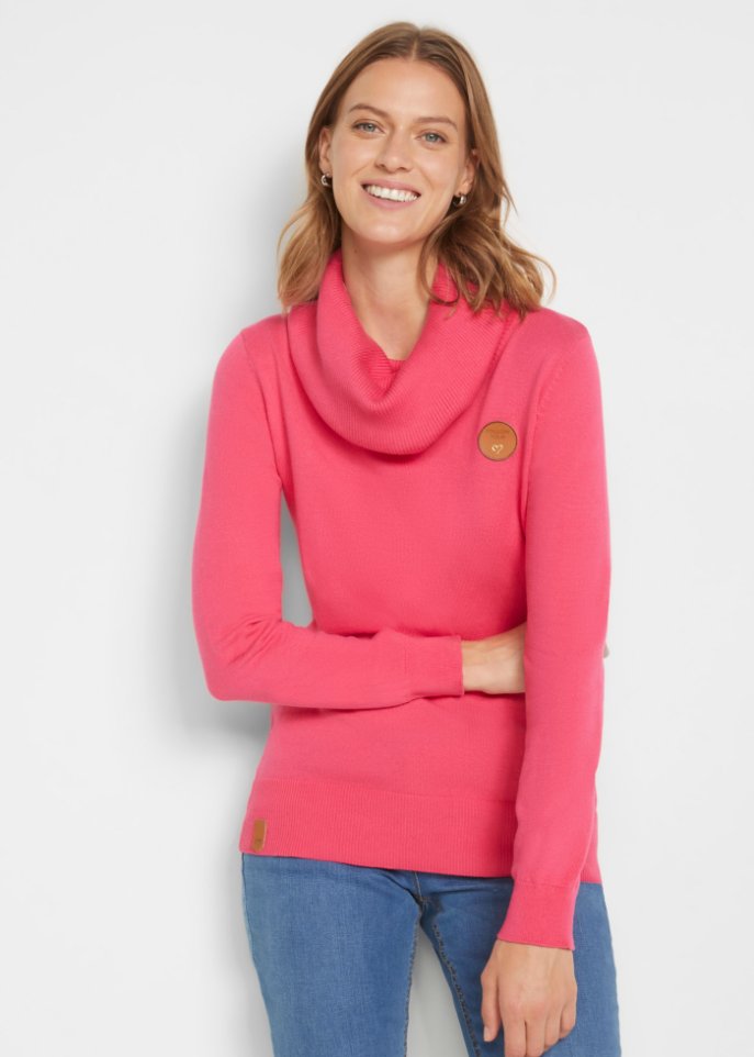 Feinstrickpullover mit weitem Kragen