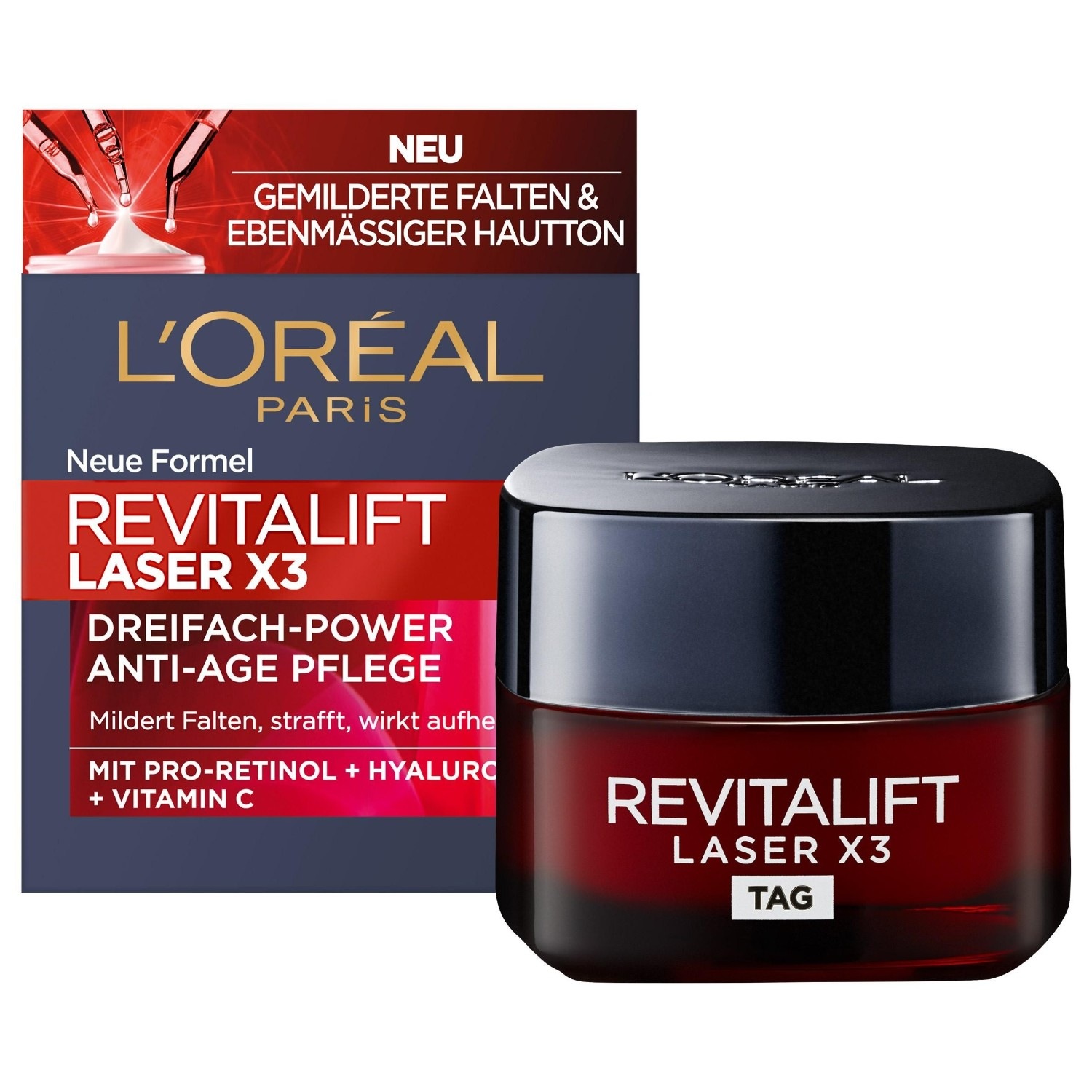Laser X3 Dreifach-Power Anti-Age Tagespflege mit Pro-Retinol + Hyaluronsäure + Vitamin C