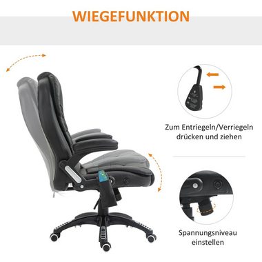 HOMCOM Schreibtischstuhl Massagesessel (1 St), 9-Massagesessel Bürostuhl Drehstuhl mit Wärmefunktion Bürosessel