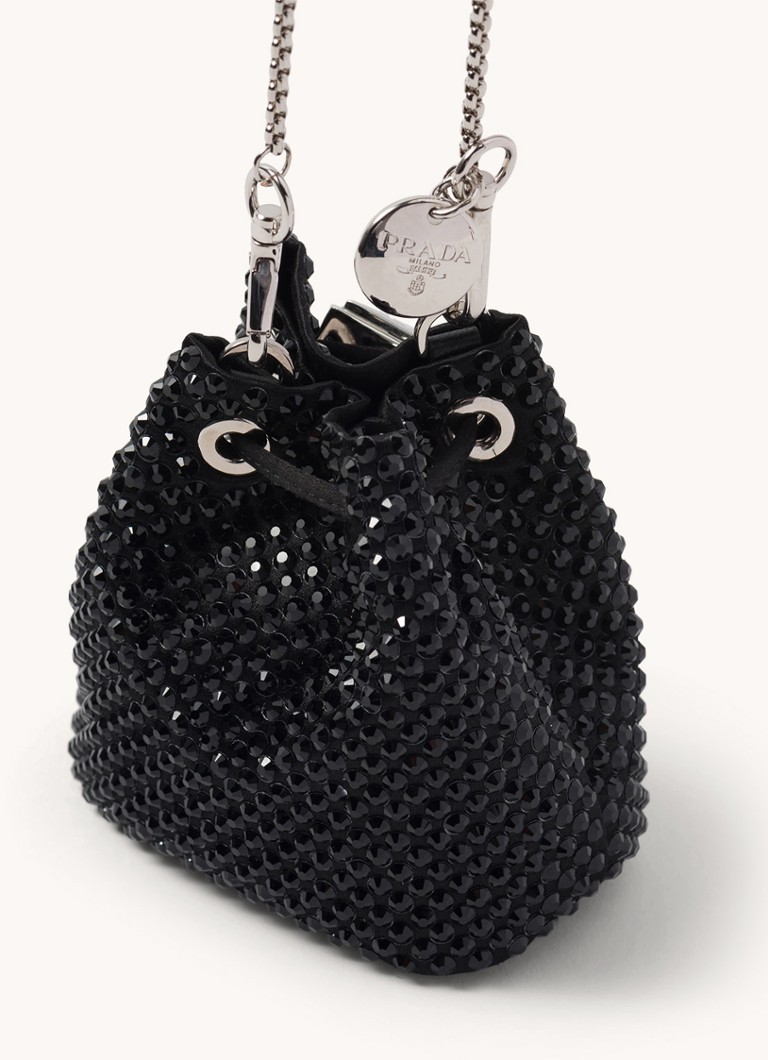 Prada Mini crossbody bag with leather details and rhinestones