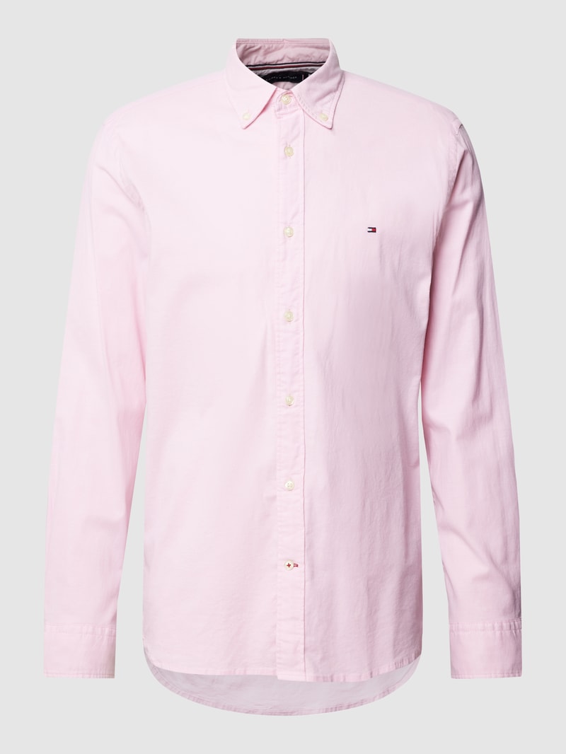 Freizeithemd mit Label-Stitching in rosa