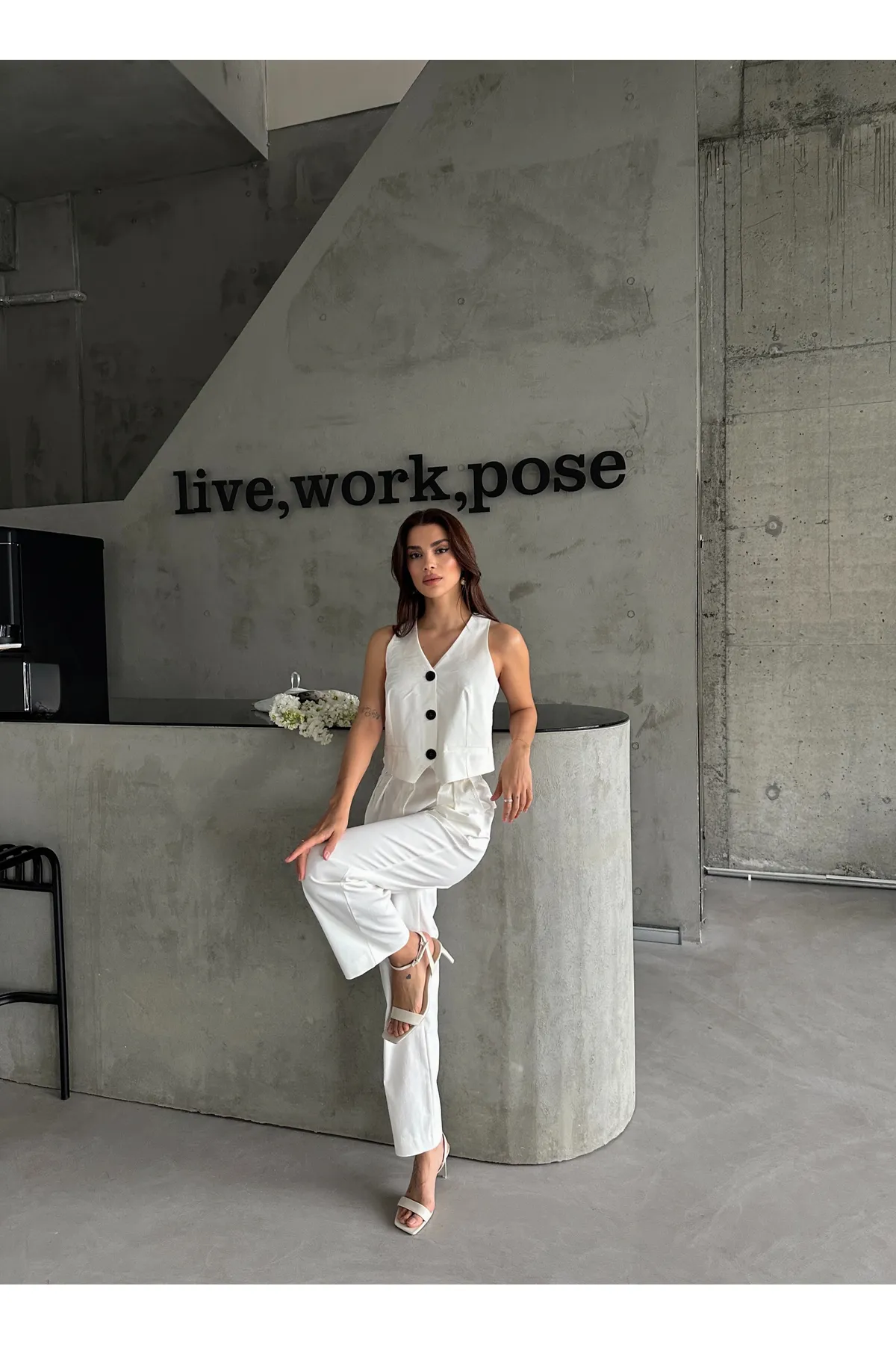 Laluvia  Weißes Set mit Weste und Hose