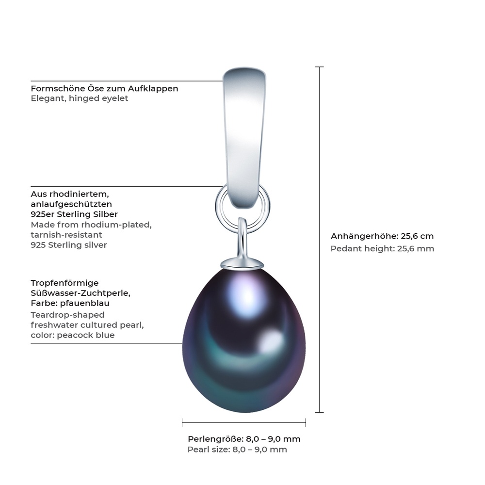 Valero Pearls Pendentif perle Argent sterling Perle de culture d'eau douce en Argent porte-bijoux