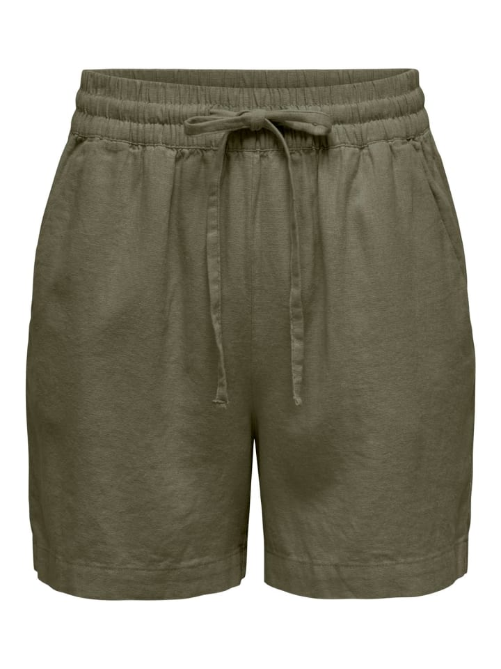 JACQUELINE de YONG Shorts Hohe Taille loose Fit Elastische Taille Kordelzug in Olive günstig kaufen