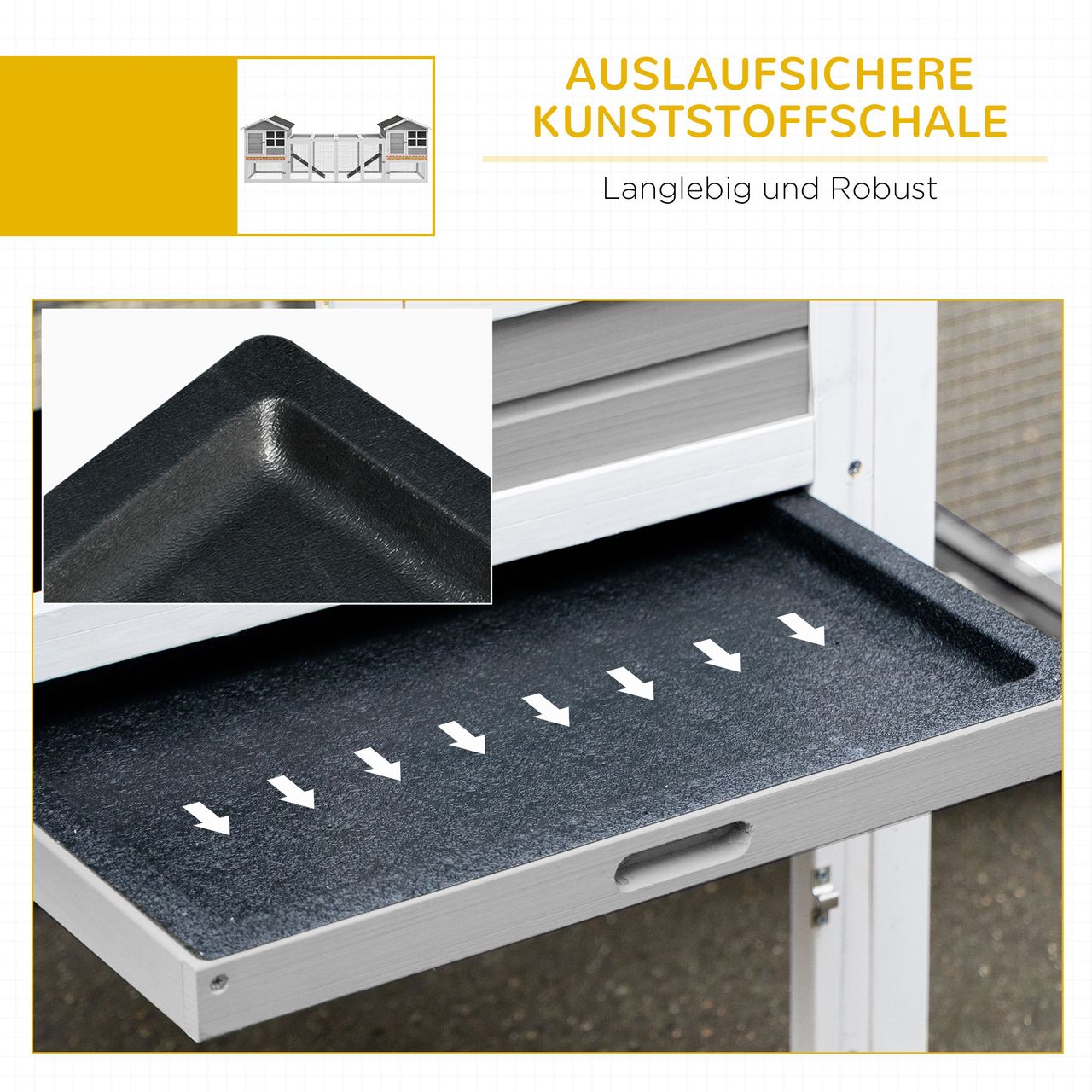 PawHut Kaninchenstall Kleintierstall aus Holz Kleintierkäfig mit Gehege, Rampe