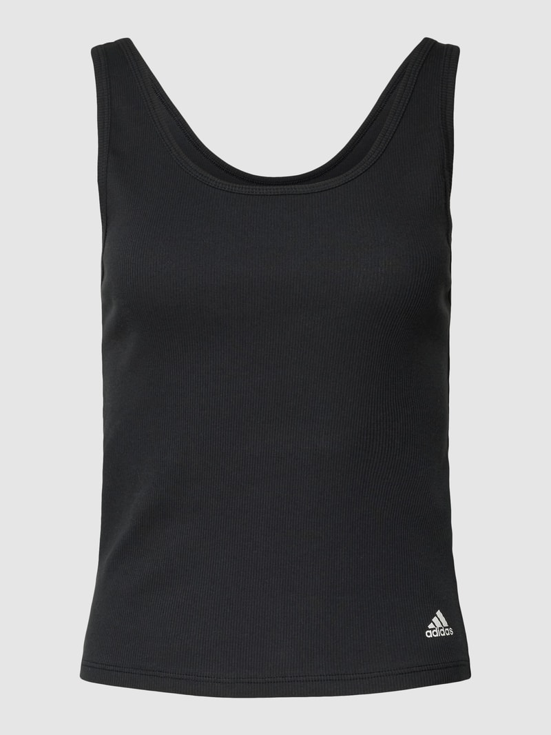 Tanktop mit Feinripp in schwarz