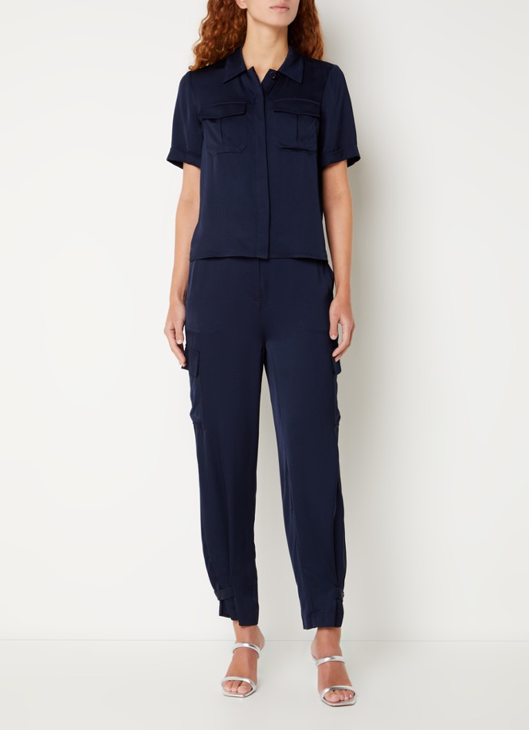 L.K.Bennett  Luna blouse van satijn met borstzakken