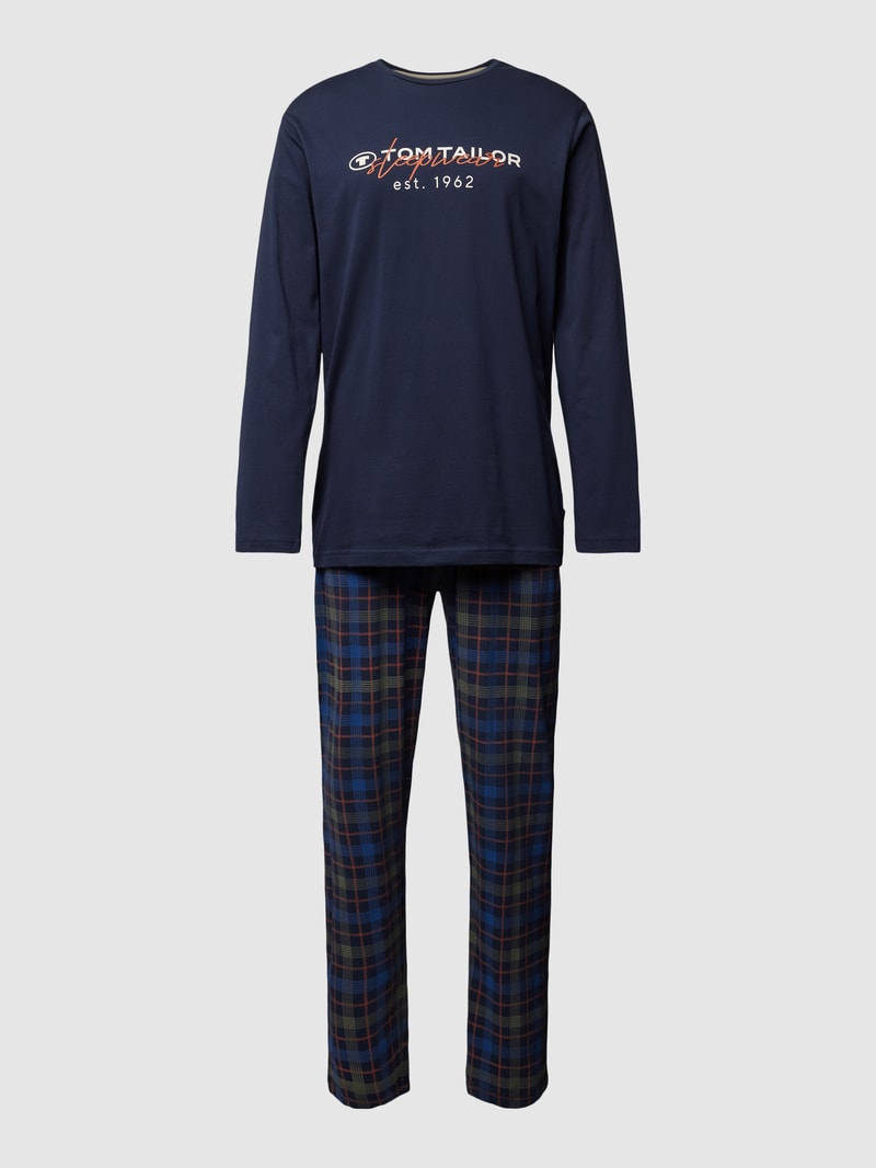 Pyjama mit Label-Print Modell in dunkelblau