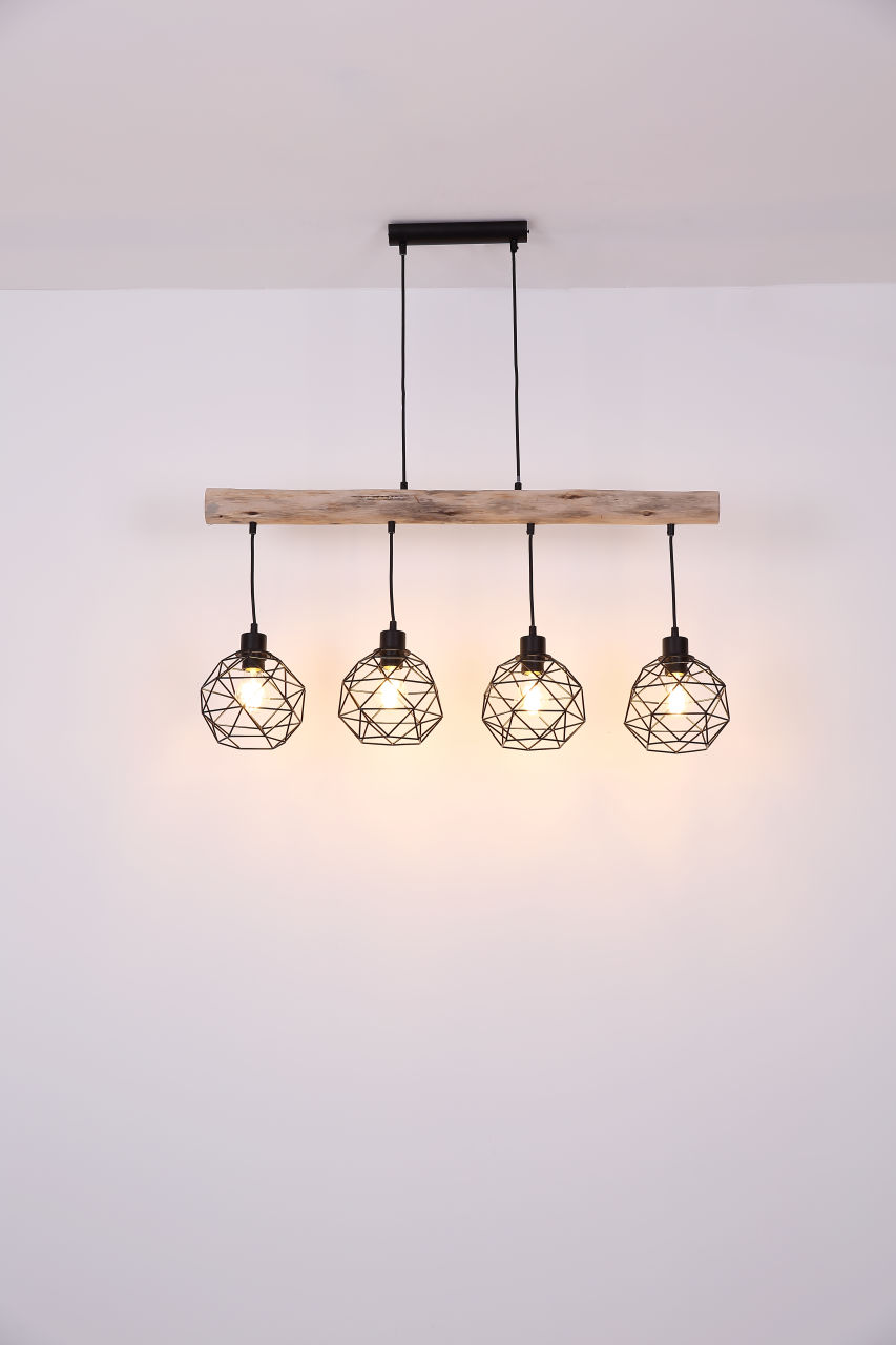 Globo Lighting - THEODOR - Hängeleuchte Metall schwarz matt, 4x E27