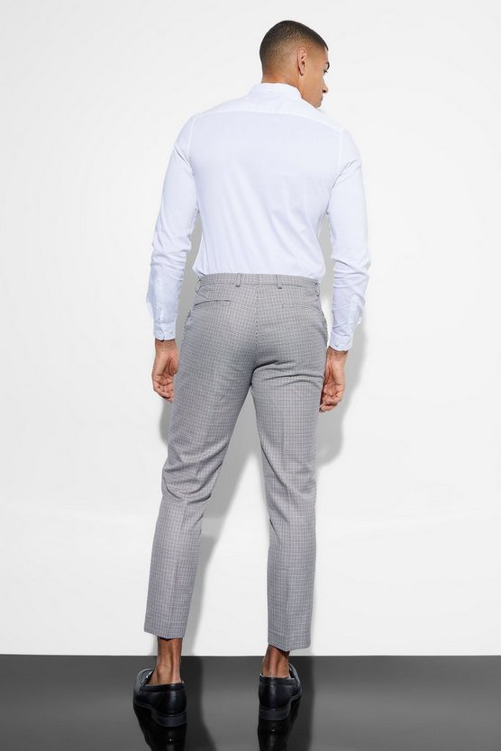 Slim-Fit Anzughose mit Hahnentritt-Print