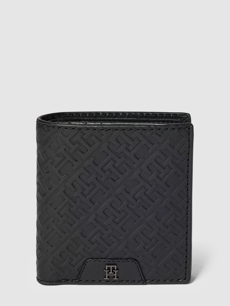 Portemonnaie mit Label-Details Modell 'MONOGRAM' in schwarz