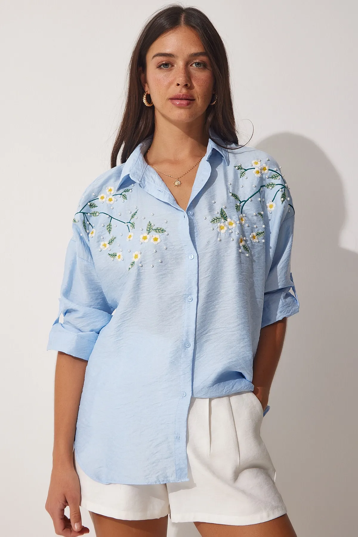 Happiness İstanbul  Hemd - Blau - Oversized
