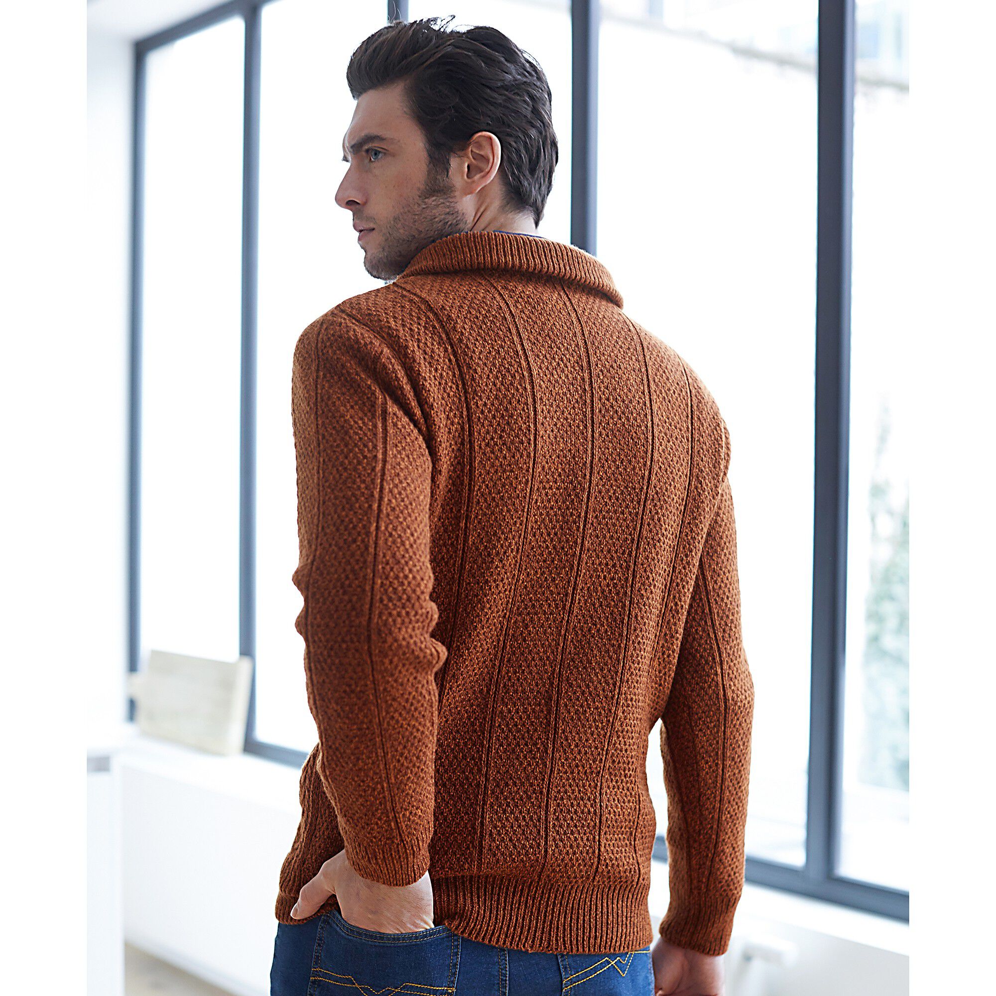 Pull col camionneur maille irlandaise