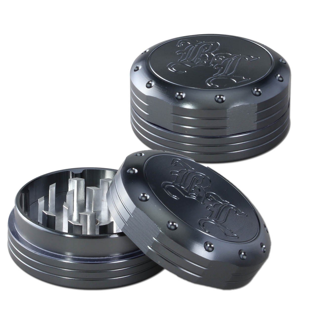 Black Leaf Kaffeemühle Deep Engraving Grinder 2-teilig, Aluminium, 0,50 g Bohnenbehälter, eloxiertes aluminium