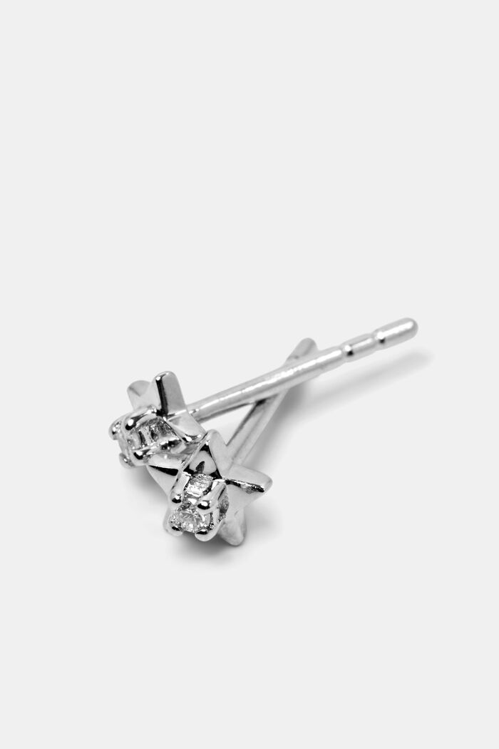 Stern-Ohrstecker mit Diamanten, Sterling Silber