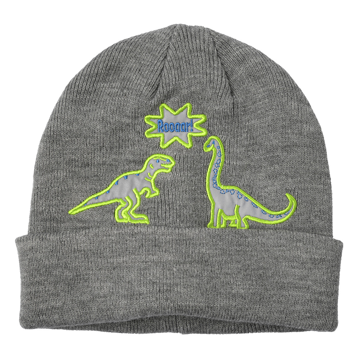 Jungen Strickmütze mit Dino-Motiven