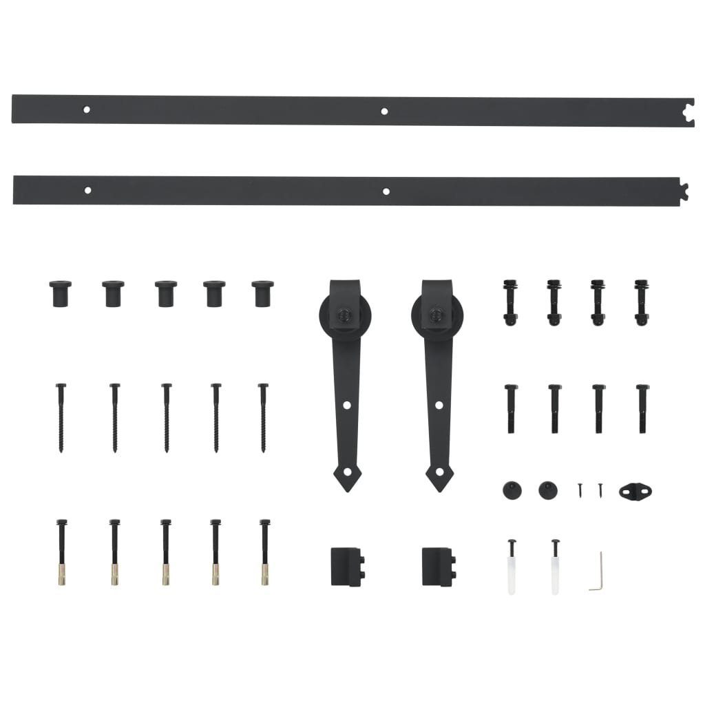 vidaXL Schiebetür Schiebetür-Beschlagsatz 183 cm Stahl Schwarz (1-St)