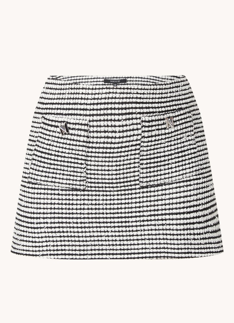 NIKKIE Braila mini culottes med tweed-look og påsydde lommer