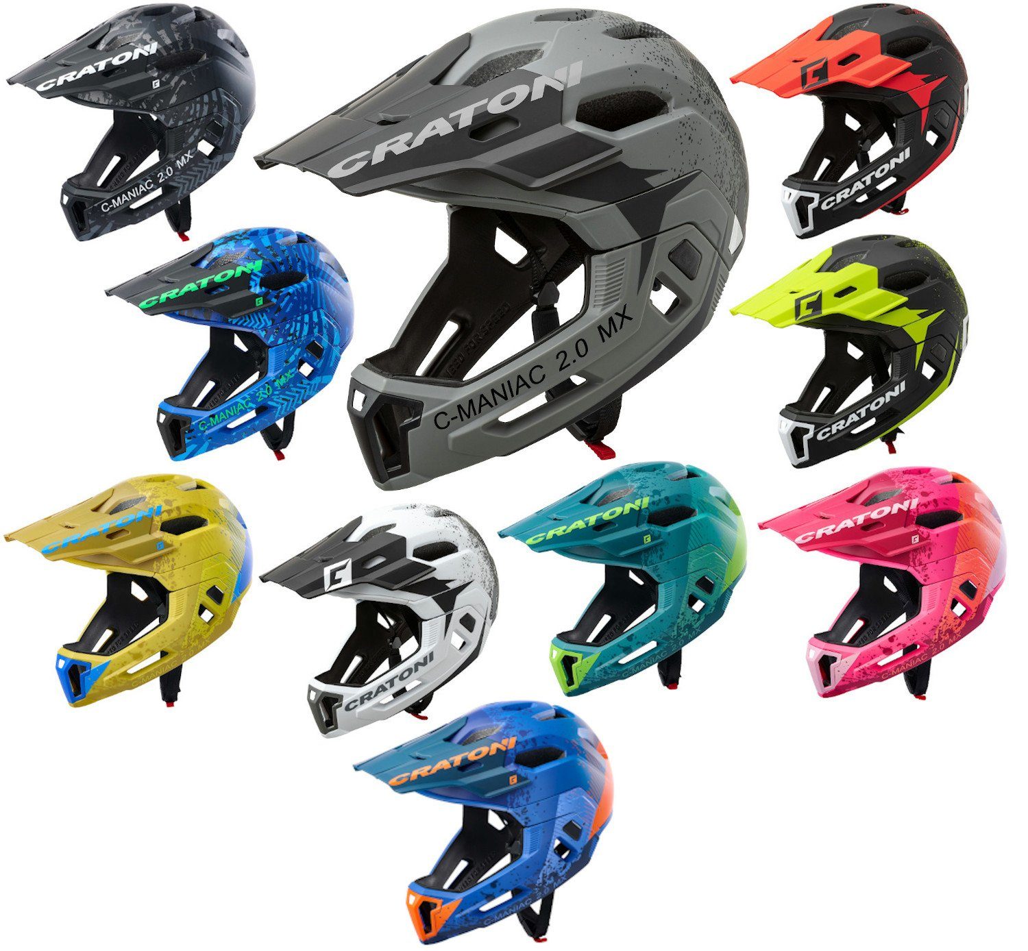 Cratoni Fahrradhelm C-Maniac 2.0 MX Enduro Downhill Freeride Fullfacehelm Kinnbügel abnehmbar