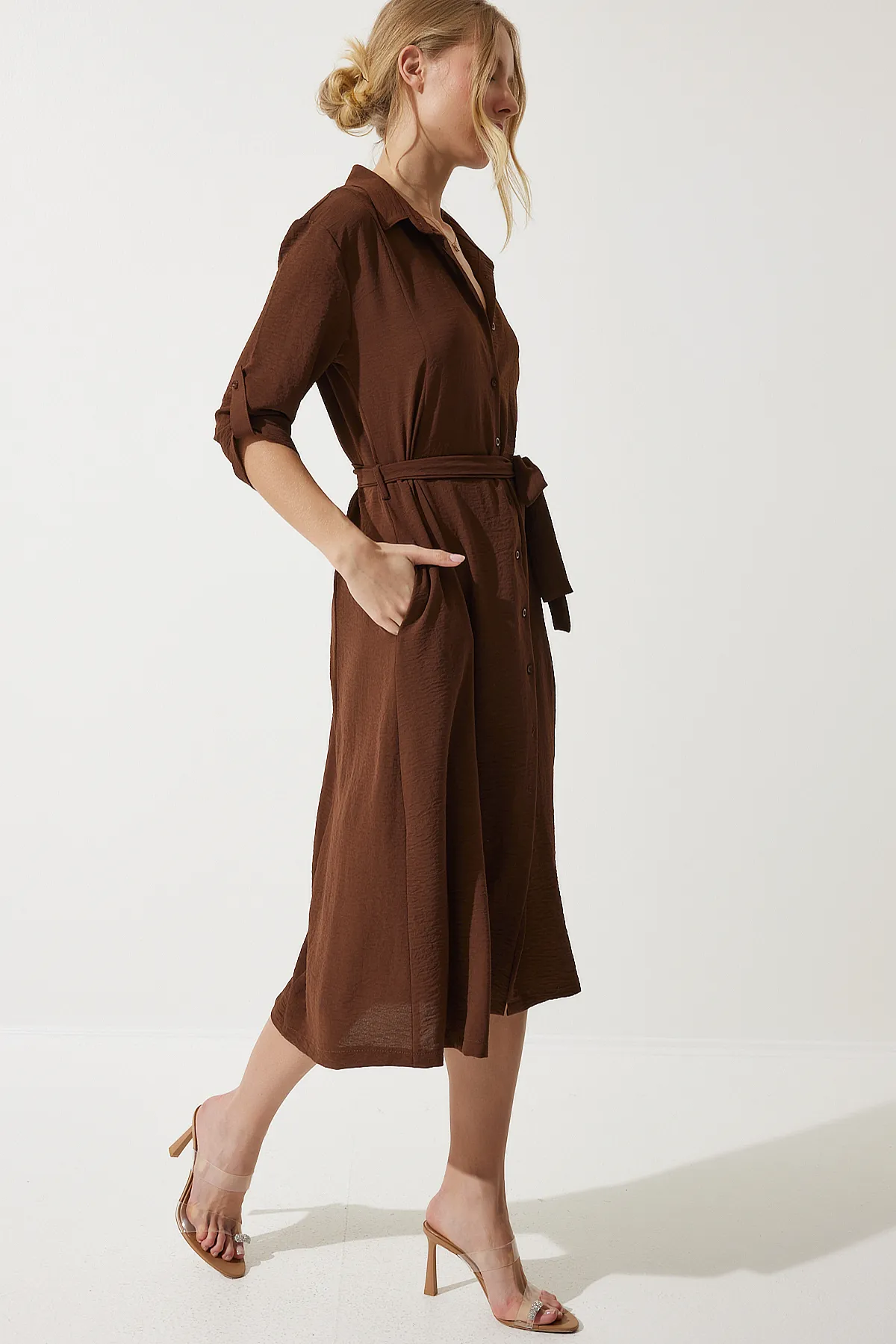 Happiness İstanbul  Kleid - Braun - A-Linie